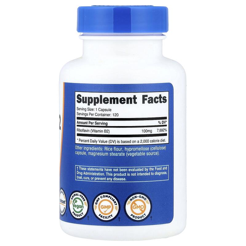 Vitamin B2, 100 Mg, 120 Capsules