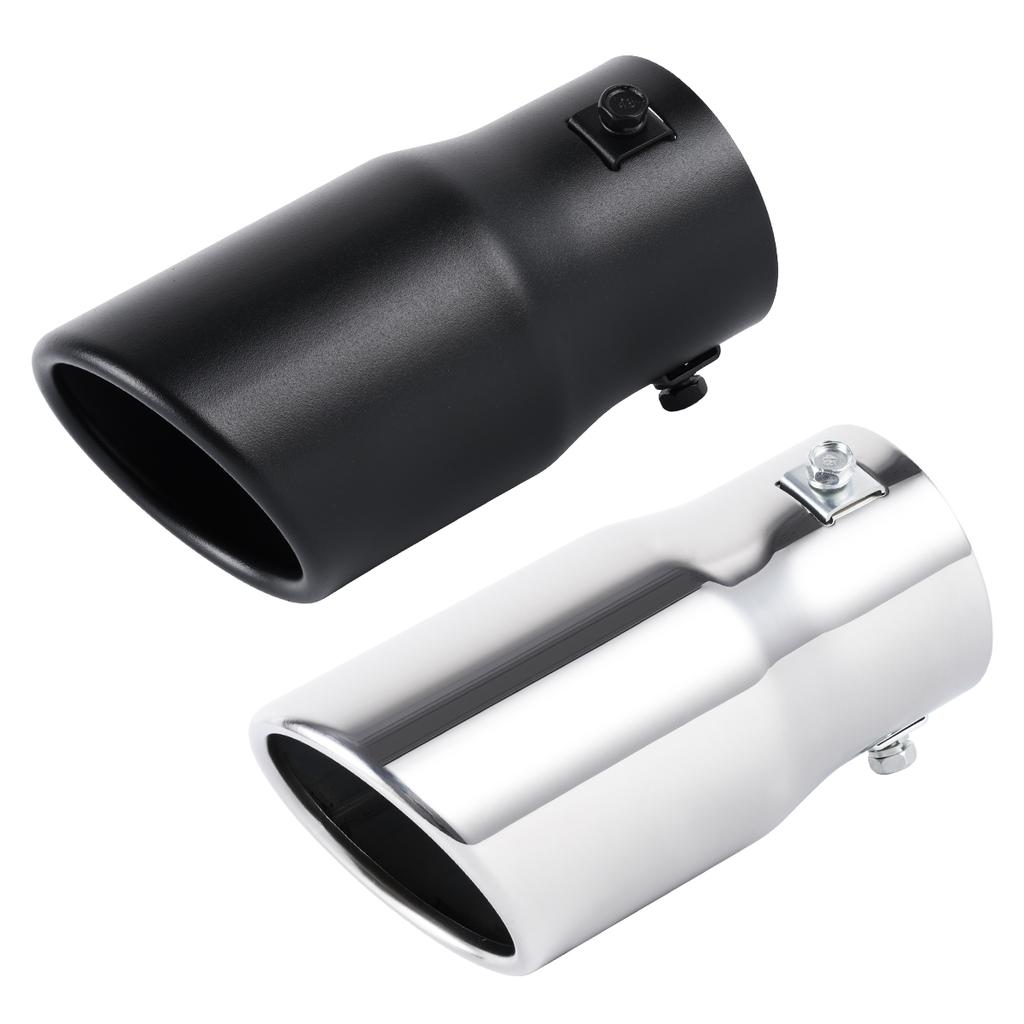 1pc Universal 6.3CM Exhaust Tailpipe Tips Car Accessories Round Angled-mouth Straight Stainless Steel With Single Outlet