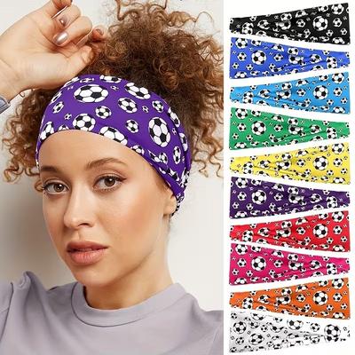 Outdoor Sport Haarband Haarschmuck Fußball Stirnband Rutschfest Elastisch Yoga Workout Ball Druck Bandanas Kopfwickel Für Frauen