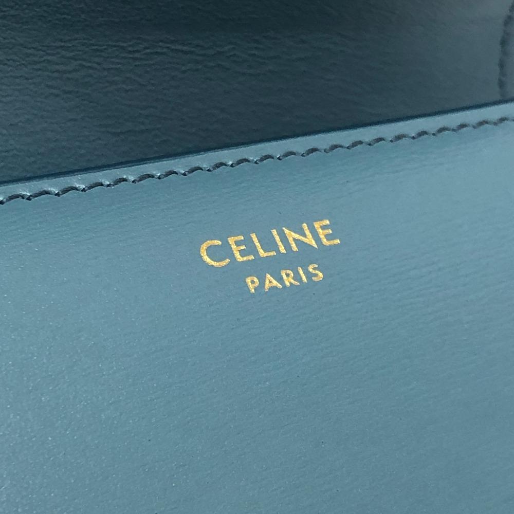 CELINE Triomphe Compact Wallet Tri-fold Wallet Leather blue/GoldHardware