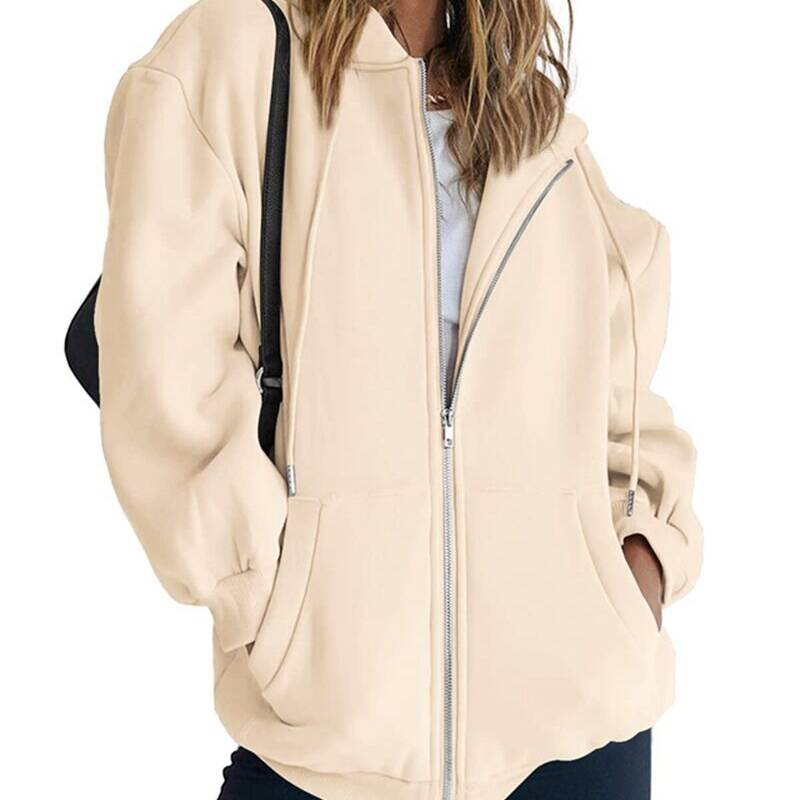 Womens Fashion Casual Top Zipper Cardigan Hooded Sweatshirt Outfits Clothing Versatile Sport Coat