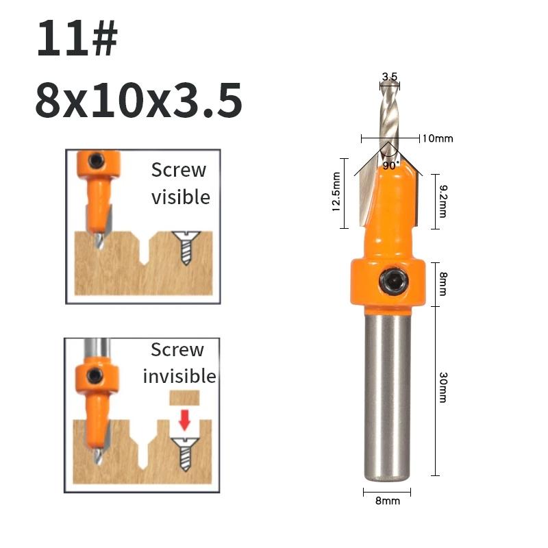 8MM Shank Hss Countersink Router Bit Screw Extractor Woodworking Hole Opener Drill  Milling Cutter For Wood Alloy Step Drill
