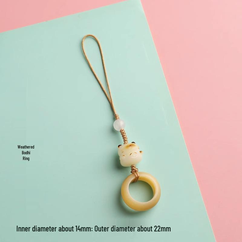 White Bodhi Cat Paw Charcoal Lanyard: Cute Keychain & Phone Charm