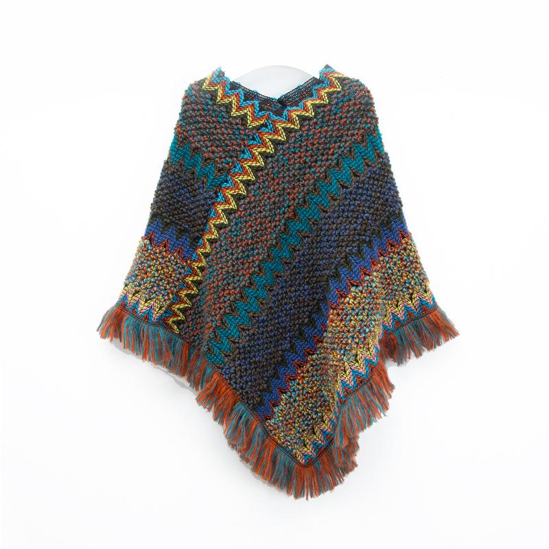 Christmas Style Ladies' Red Retro Ethnic Pullover Shawl Cloak for Spring, Autumn, and Winter Tibetan Travel