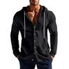 Spring and Summer Men's Hooded Long-sleeved Shirt Men's Solid Color Patch Bag Casual Long-sleeved T-shirt Men's Top Outer Wear