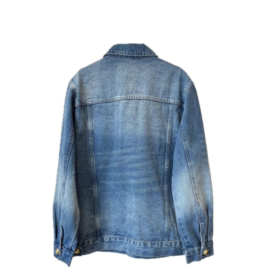 Veste en jean délavé style rétro Hong Kong pour femme - Mode décontractée ample Printemps/Automne 2025