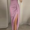 Women Fashion Split Off-the-shoulder Dress High Waist Sexy Slim Party Dress