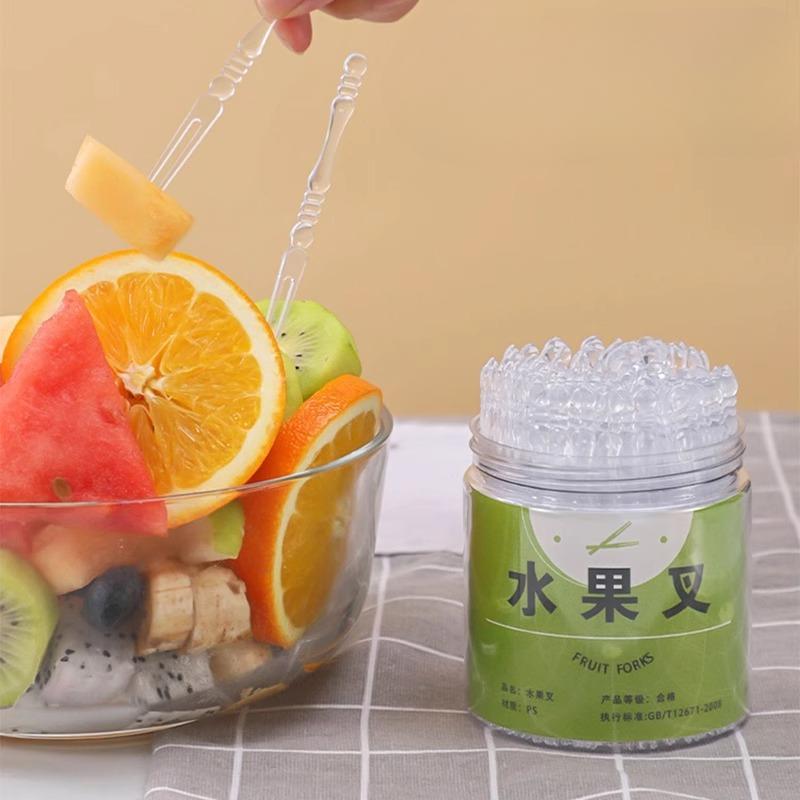 Fruit Label BottleHousehold Disposable Fruit Fork Plastic Food-grade Fruit ForkCake and Dessert Fork Small Fork