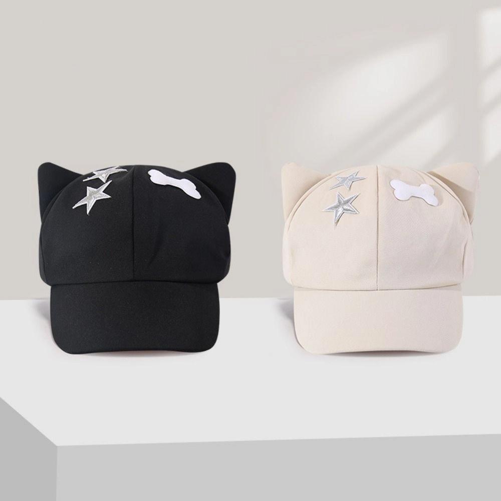 Harajuku Cat Ears Baseball Cap Y2k Visor Cap Fashion Star Peaked Hat  Women