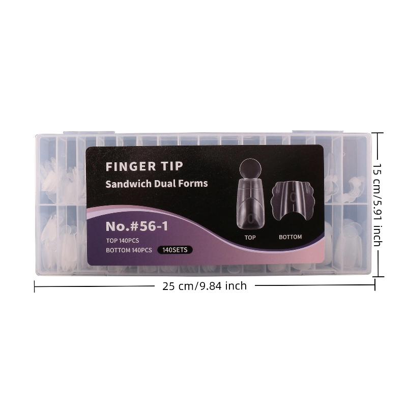 140 Piezas Sandwich para Uñas Dobles Formas Rápidas para Extensiones de Uñas Con Escala Modelo Armadura de Cristal Puntas de Cobertura Total Herramienta de Manicura