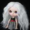 Machine Made Loose Kinky Curly Yaki Creamy-white Synthetic Hair for Blythes Doll 25cm Head Doll Wigs