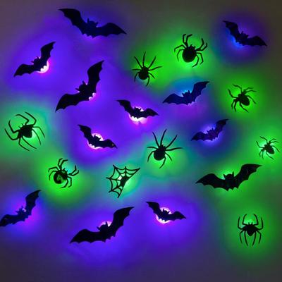 Autocollants Fenêtre Murale LED Clignotants Araignée Chauve-souris 3D pour Halloween