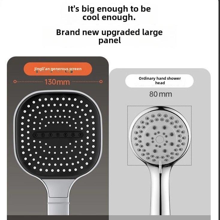 Pommeau de Douche à Main Haute Pression avec Filtre, Carré en Plastique Mural Massant pour Accessoires de Salle de Bain