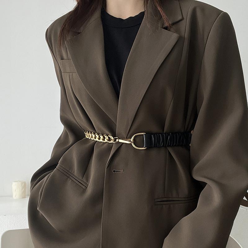 Stylish Black And Silver Metal Chain Belt For Women Ideal For Stylish Outerwear Accents