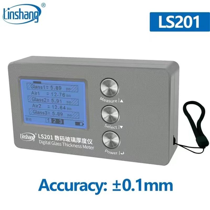 Linshang LS201 Digital Glass Thickness Meter LS200 Laser Gauge for Double Glazed Insulated Laminated Tempered Hollow IG Glass