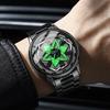 Men Watch Black Stainless Steel Red Compass Rotating Clock Quartz Movement Original Waterproof Casual Sports Watches