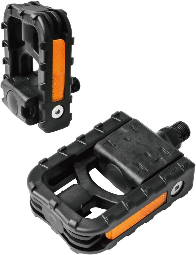 GORIX GX-F55 Folding Bicycle Pedals with Reflective Reflectors, Storage, Flat, Black