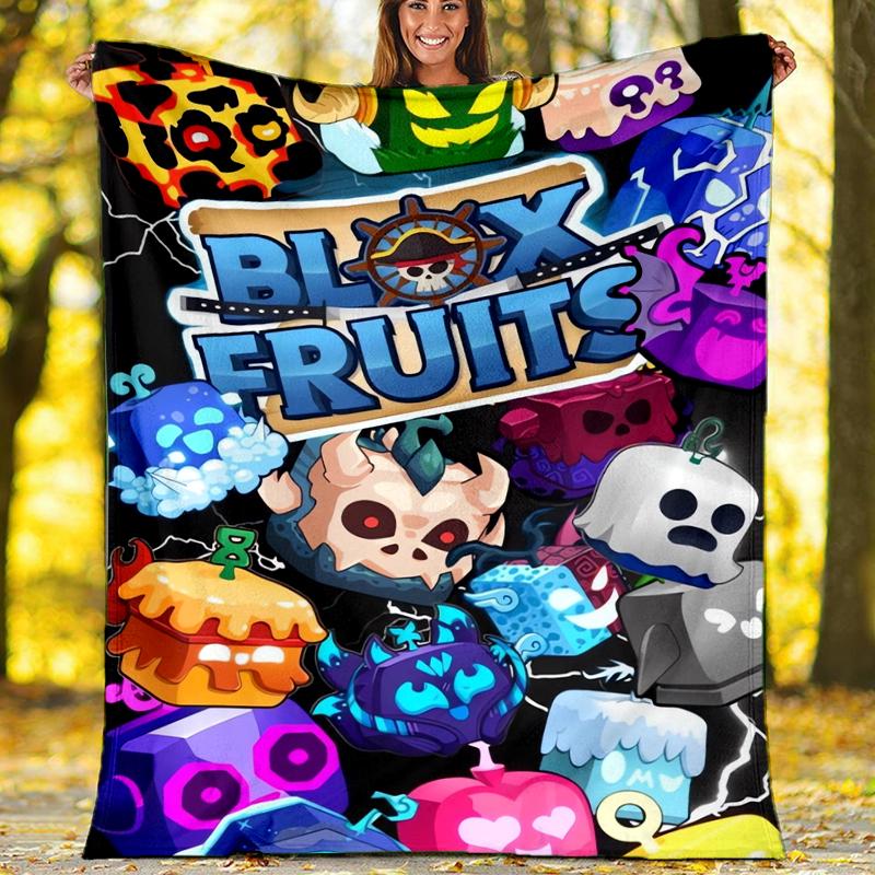 Coperta Stampata Tema Blox Fruits - Perfetta per Divano, Letto, Viaggio e Uso Esterno | Lavabile in Lavatrice, Accogliente e Durevole.
