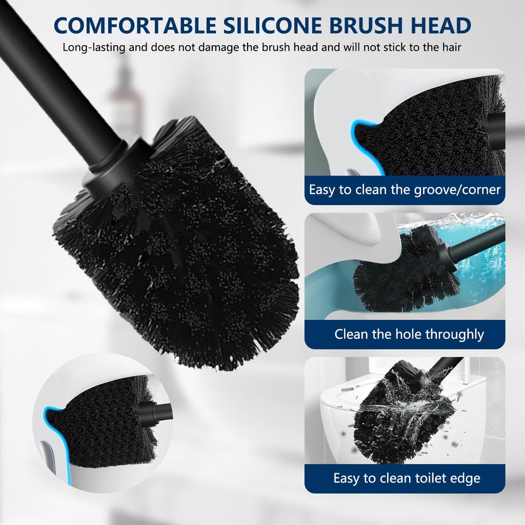 Vertical Toilet Brush Holder Stainless Steel Toilet Cleaning Brush Long Handle No Dead Angle Cleaning Tools Bathroom Accessories