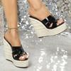 Fashion Sexy 14cm High Heel Woven Platform Sandals Women Party Shoes Model Drag Shoes Waterproof Sole