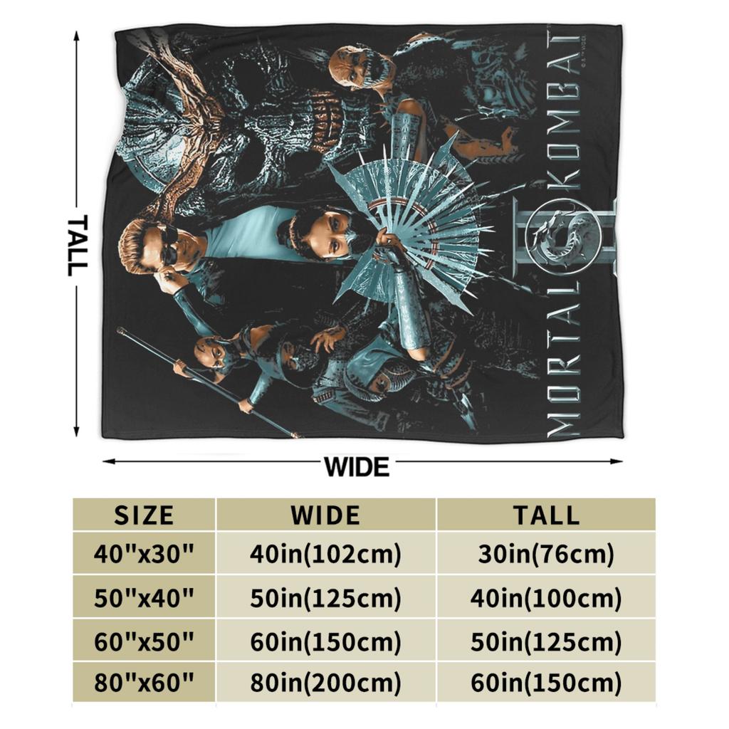 Mortal Kombat 2 Duotone Fighters Blanket Cover Velvet Lightweight Throw Blanket for Outdoor Travel Bedspread