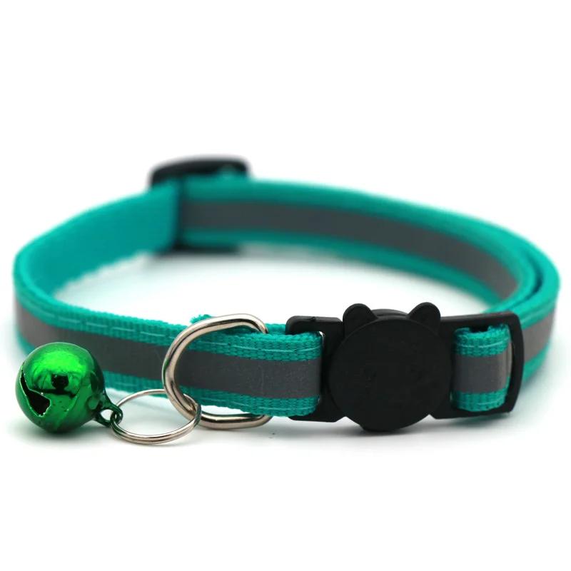 Safety Breakaway Cat Dog Collar Neck Strap Reflective Nylon Kitten Puppy Pet with Colorful Bell Puppy Pet Leash Accessories