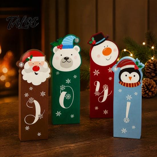 Vintage Style Christmas Signs Wooden Tiered Tray Decor, Santa Reindeer Snowman Figurines Festive Elk for Holiday Tabletop Decorations And Rustic Home