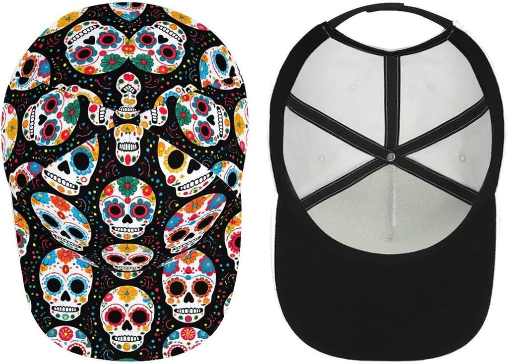 Colorful Floral Skull Print Hat Baseball Cap Hat Snapback for Men Women Ladies Hip Hop Trucker Cap Dad Hat