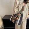Versatile Stripe Tote Bag Casual Women's Bags Trendy Canvas Shoulder Bag  Shopping Bag