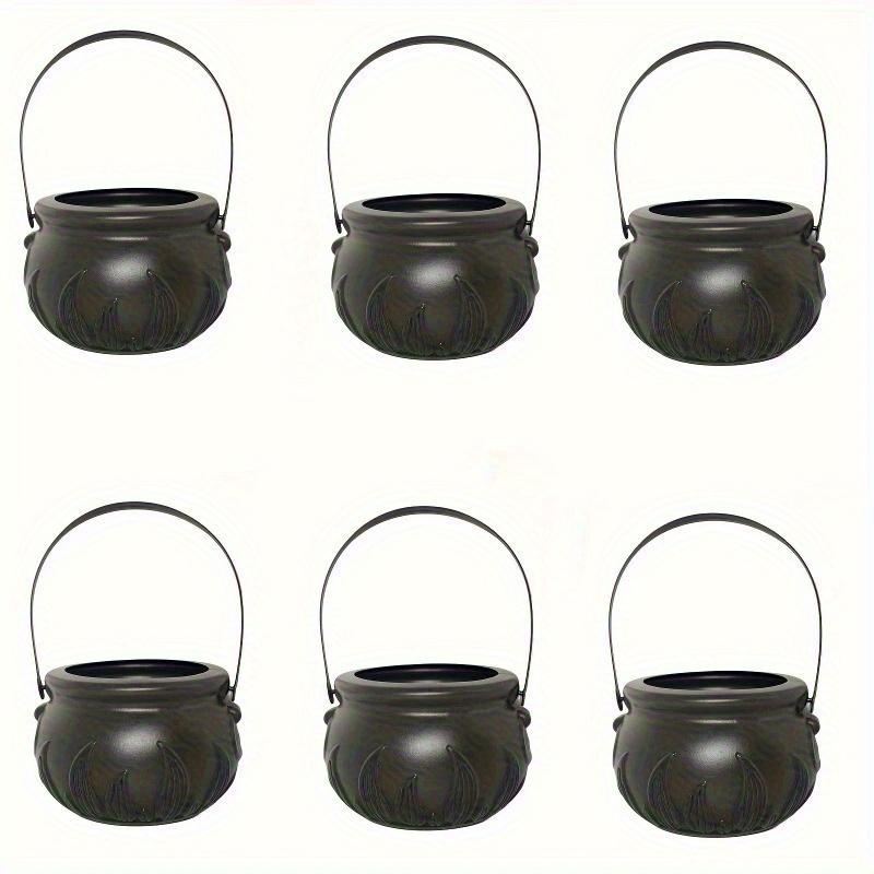3/6pcs Halloween Witch Candy Bowl Mini Black Plastic Witches Cauldron Pumpkin Treat Bucket Candy Basket for Halloween Table Deco