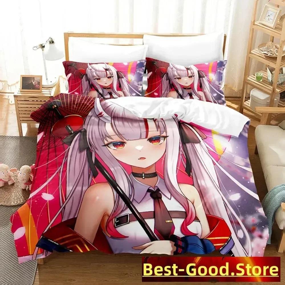 Kawaii Nakiri Ayame Tryckt Sängset Påslakan Örngott Sängkläder Sänglinne Lakan Täcke Full Queen King Size