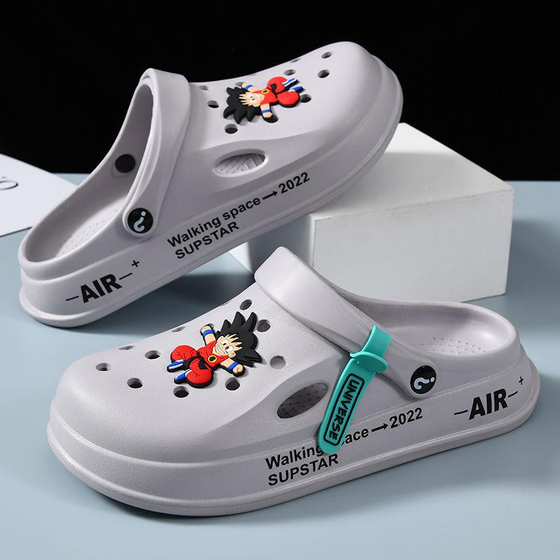 Hole Shoes Men's New Year Couple Platform Slippers Bag Head Sandals Non-slip Casual Soft-soled Beach Shoes Men