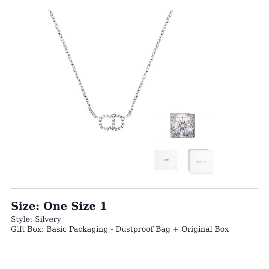 Dior Metal, White Faux Crystal Necklaces Unisex Silver N0717CDLCY-D102