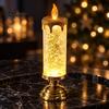 Flameless Candle Lantern Christmas LED Lamp, Glimmering Glitter Glow with Sparkling Room Ornament Simulated Flame, Holiday Tabletop Decoration