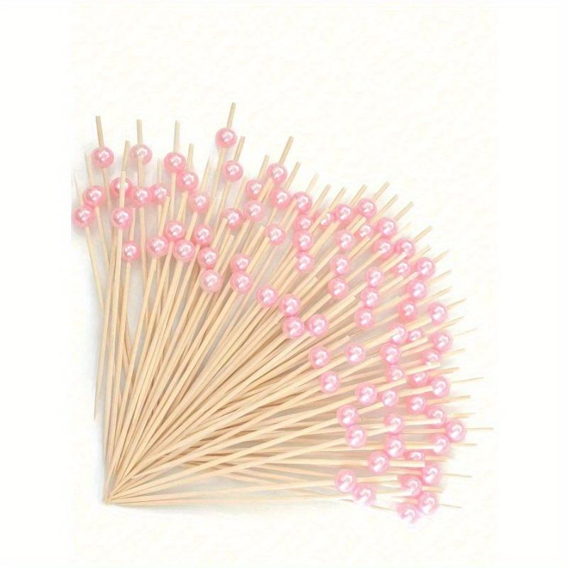 

100 шт. Имитация жемчуга, фруктовые шпажки для десертов на вечеринку, тортов, для напитков, аксессуары для досок для закусок, сэндвичи, фрукты розовый