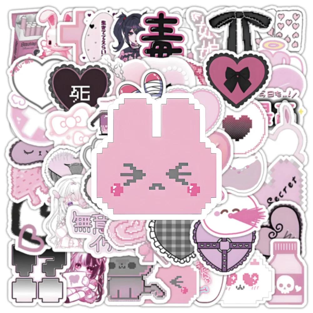 100PCS Pink Cute Goth Style Cartoon Stickers Suitcase Scrapbooking Laptop Stationery Toy Kawaii Graffiti Sticker Decorative