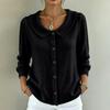 Maglione casual da donna in maglia con bottoni e colletto rovesciato, Pullover colorato