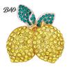 Decorative Brooch Pin Double Lemon Rhinestone Pin, Yellow Lapel for Women Men, Alloy Fruit Badge Jewelry Suit Jackets and Bags Theme