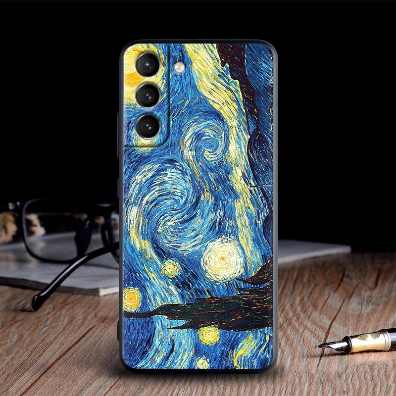 Van Gogh Painting Case For Samsung Galaxy S24 S23 Ultra S21 FE S20 S22 Ultra S10 Plus Starry Sky Cover Sunflower Almond Blossoms