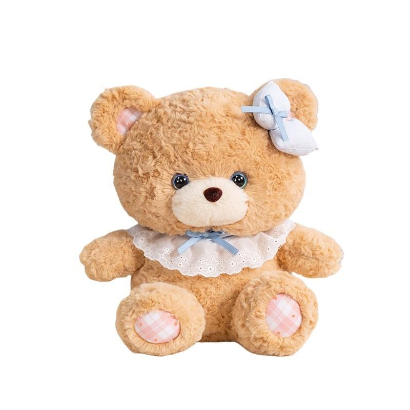 Pink Bear Brown Rabbit Scarf Bow Plush Doll Animal Festival Gift Ornament