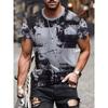 Personalisiertes Rissiges 3D-gedrucktes T-Shirt Herren Sommer O-Ausschnitt Locker Lässige Oberteile Atmungsaktives Herren Kurzarm-T-Shirt