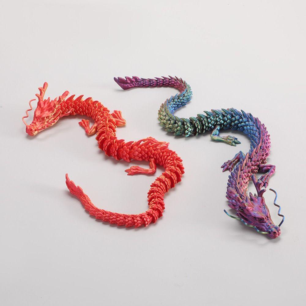 30/45cm 3D Printed Dragon Toy Multicolor Articulated Chinese Dragon  Desktop Ornament