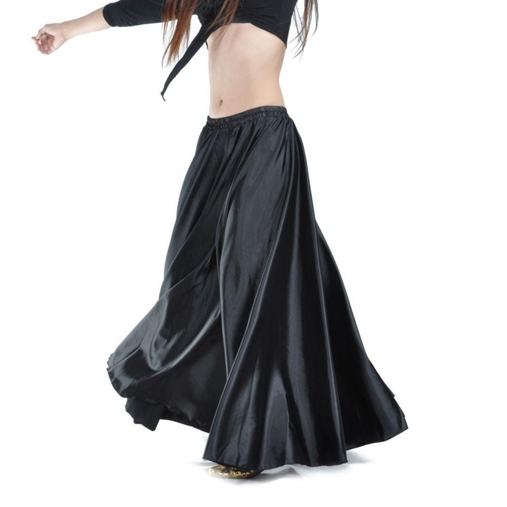 Fashion Sparkling Satin Satin Skirt Spanish Professional Belly Dance Skirt Show Costumes Large Swing Dancer Practice Wear Dance