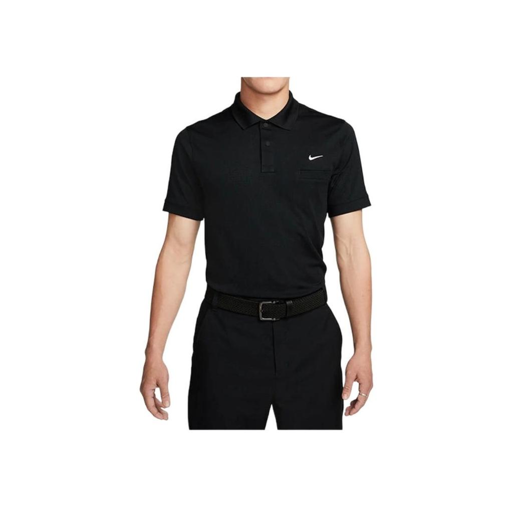 Nike Solid Color Breathable Short Sleeve Polo Shirt Men tops Black FB5297-010