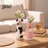 Hand Carved Animal Ornaments Resin Cute Vase, Farmhouse Decorative Flower Holder for Home Shaped Plant Pot Office Decor, Pig/Cow/Sheep/Chicken