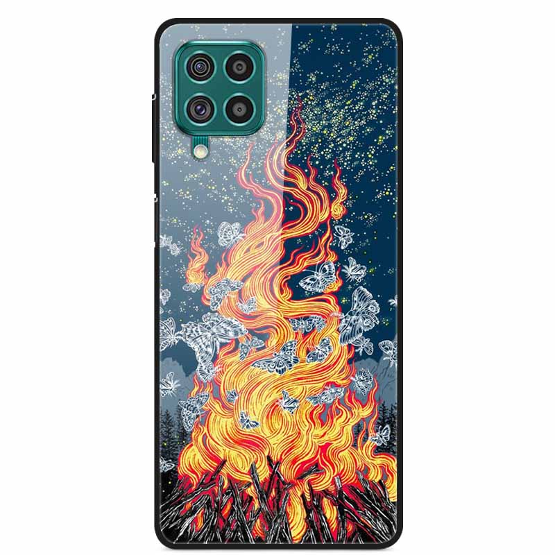 For Samsung M32 Case Tempered Glass Hard Back Cover Case For Samsung Galaxy A12 A22 M32 Phone Case Cover M 32 A 22 Funda Coque