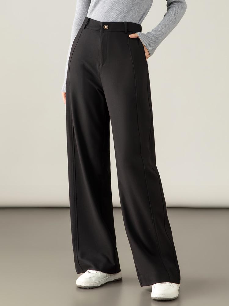 Women's Autumn 2025 High-Waisted Lyocell Wool Pants - Narrow to Wide-Leg, Drapey, Floor-Length Trousers.