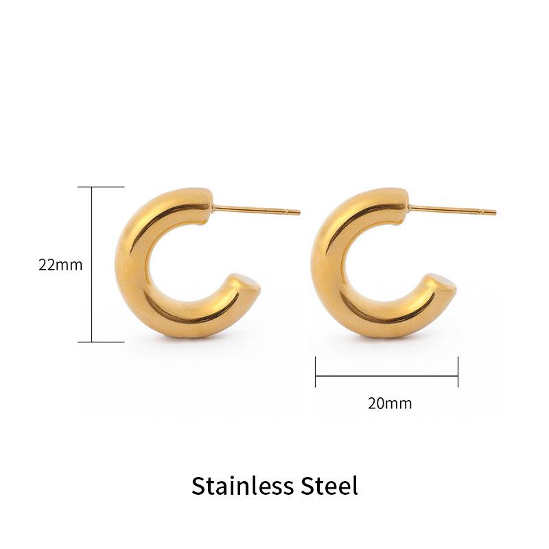 The Same Titanium Steel Gold-glory Ring Earrings of INS Bloggers Are Cold and Unfading Geometric Earrings