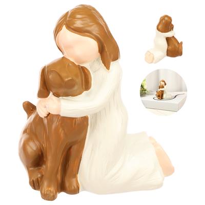 1 Estátua Criativa de Resina para Cães e o Dono - Arte de Mesa Personalizada com Tema Familiar para Amantes de Animais de Estimação Decoração de Casa Estátua de Cachorro