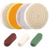 7PCS 6Inch Polishing Wheels Kit for Bench Grinder, 1/2" Arbor Hole White Polish Wheels, Yellow Wheel, Soft Flannel Buffing Wheel